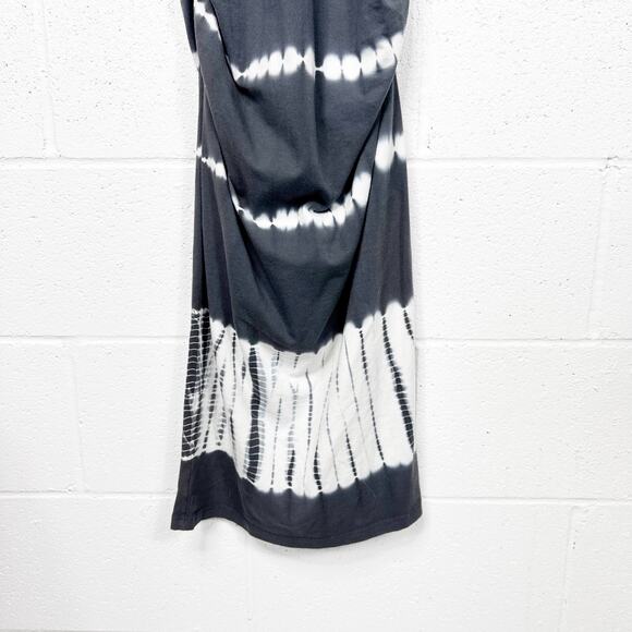 Michael Stars Tie‎ Dye Midi Tank Dress Gray White Ruched Size Large - Picture 7 of 8
